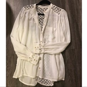 Free People White Buttoned Down Shirt